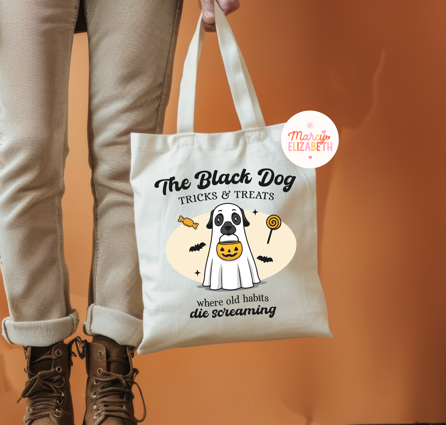 Halloween Black Dog Tote Bag