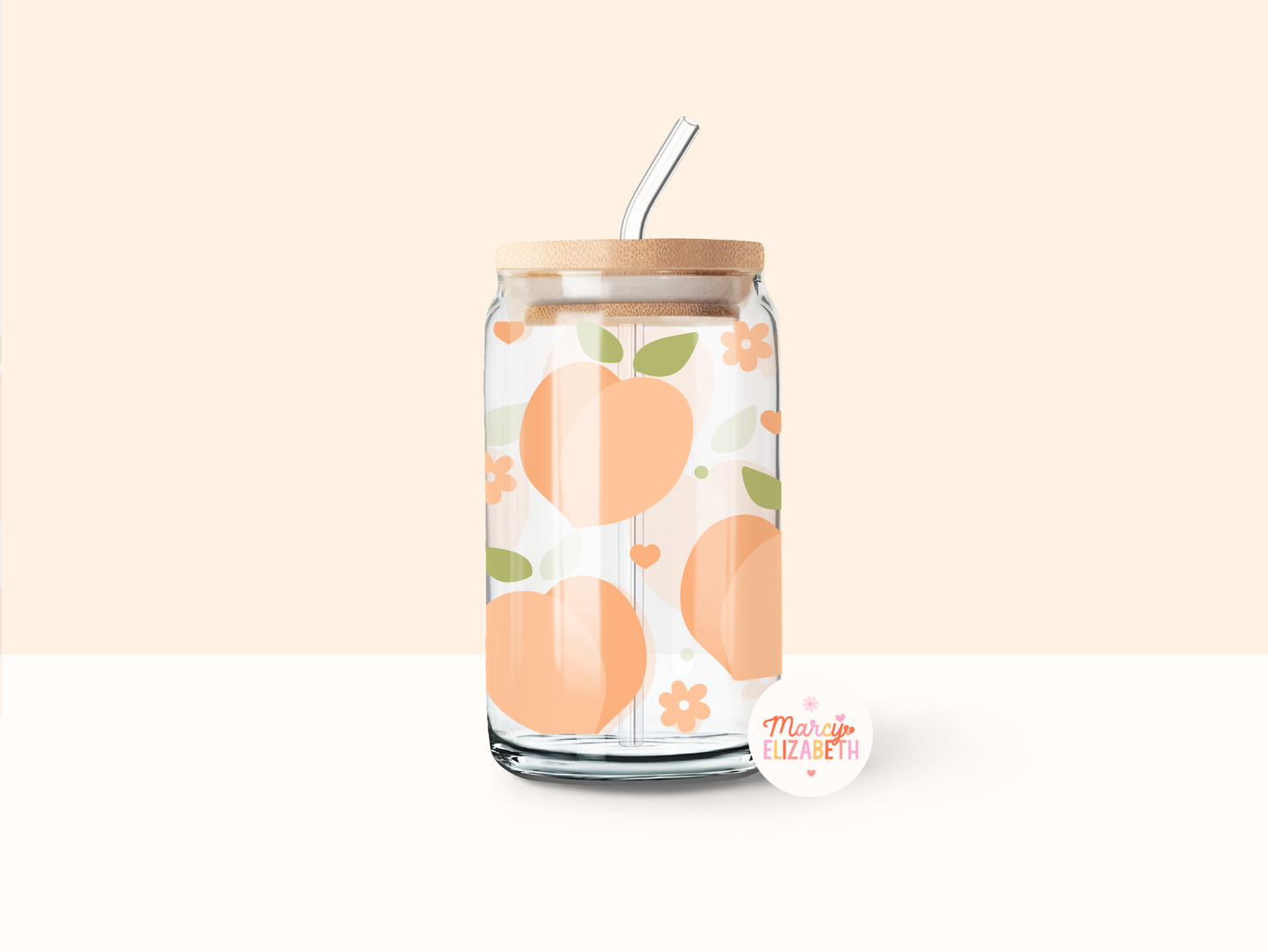 Peaches 16oz Glass Tumbler