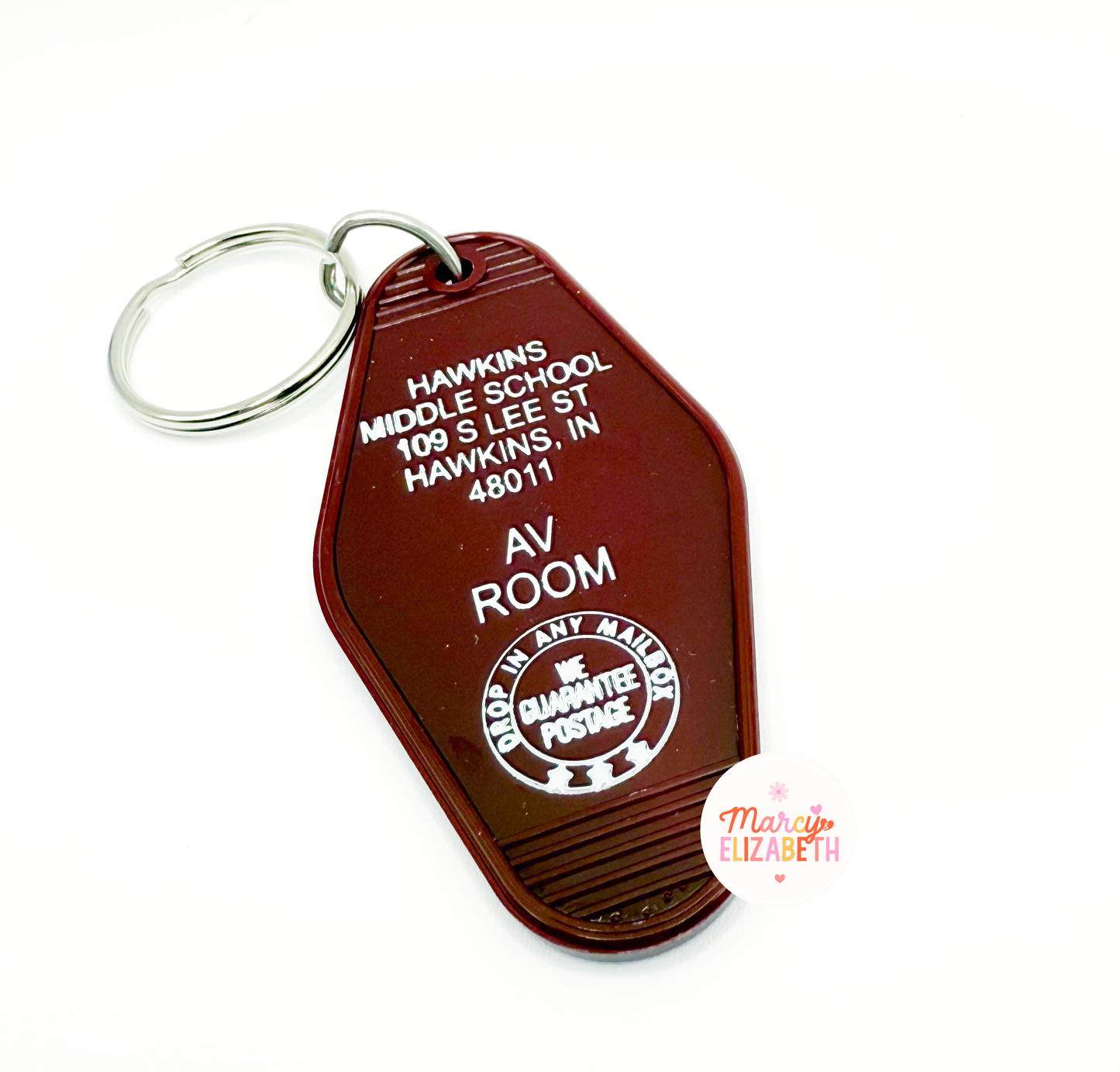 Hawkins Middle School Vintage Motel Keychain