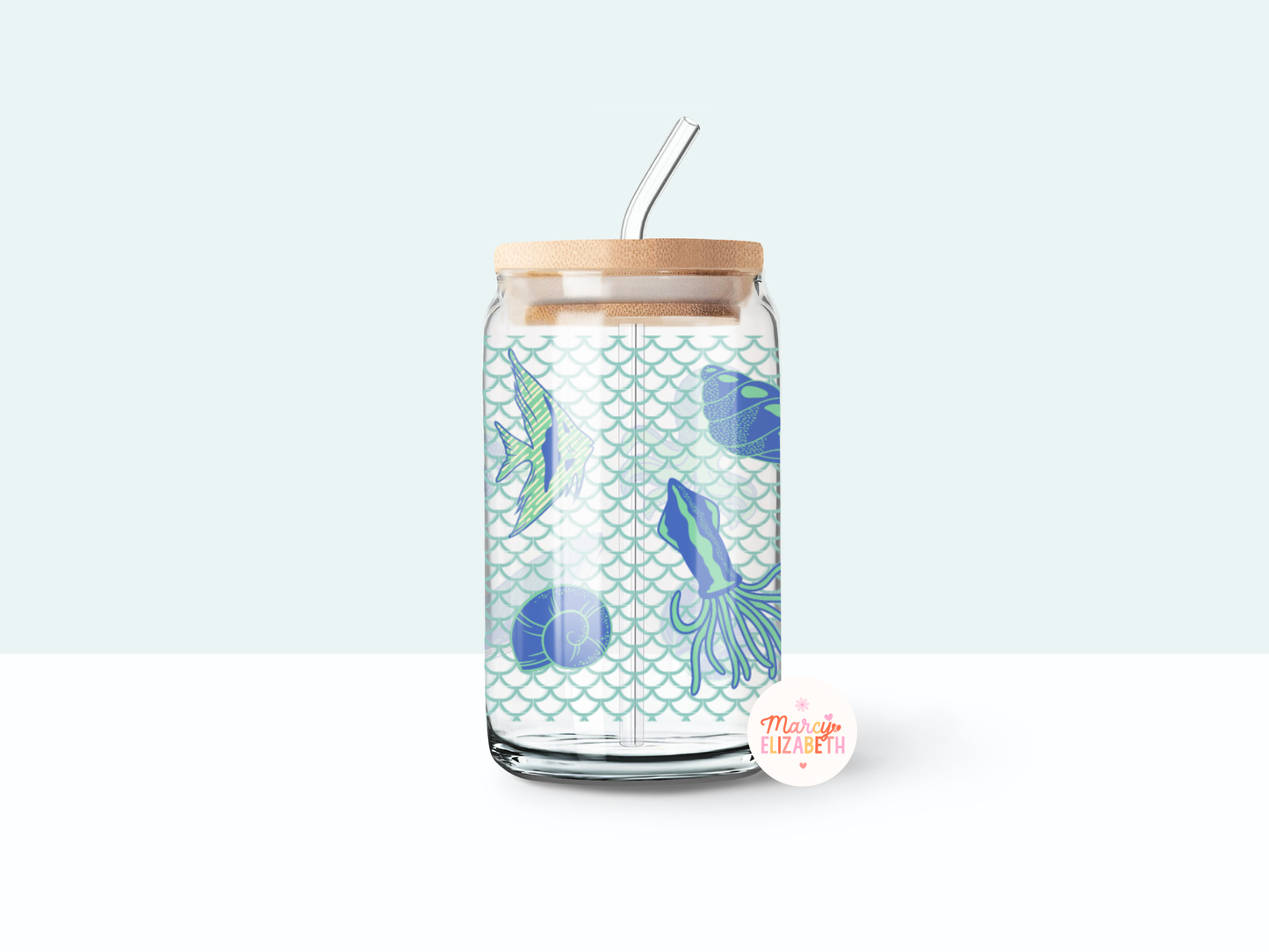Ocean Animals 16oz Glass Tumbler