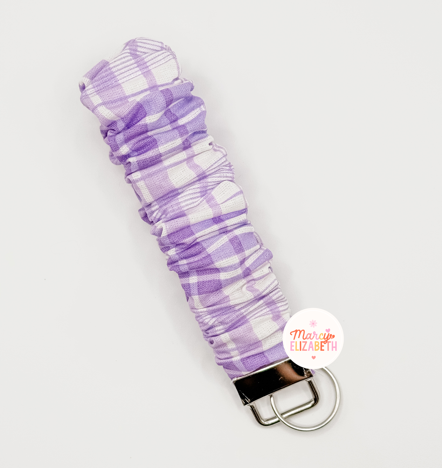 Purple Plaid Scrunchie Keychain