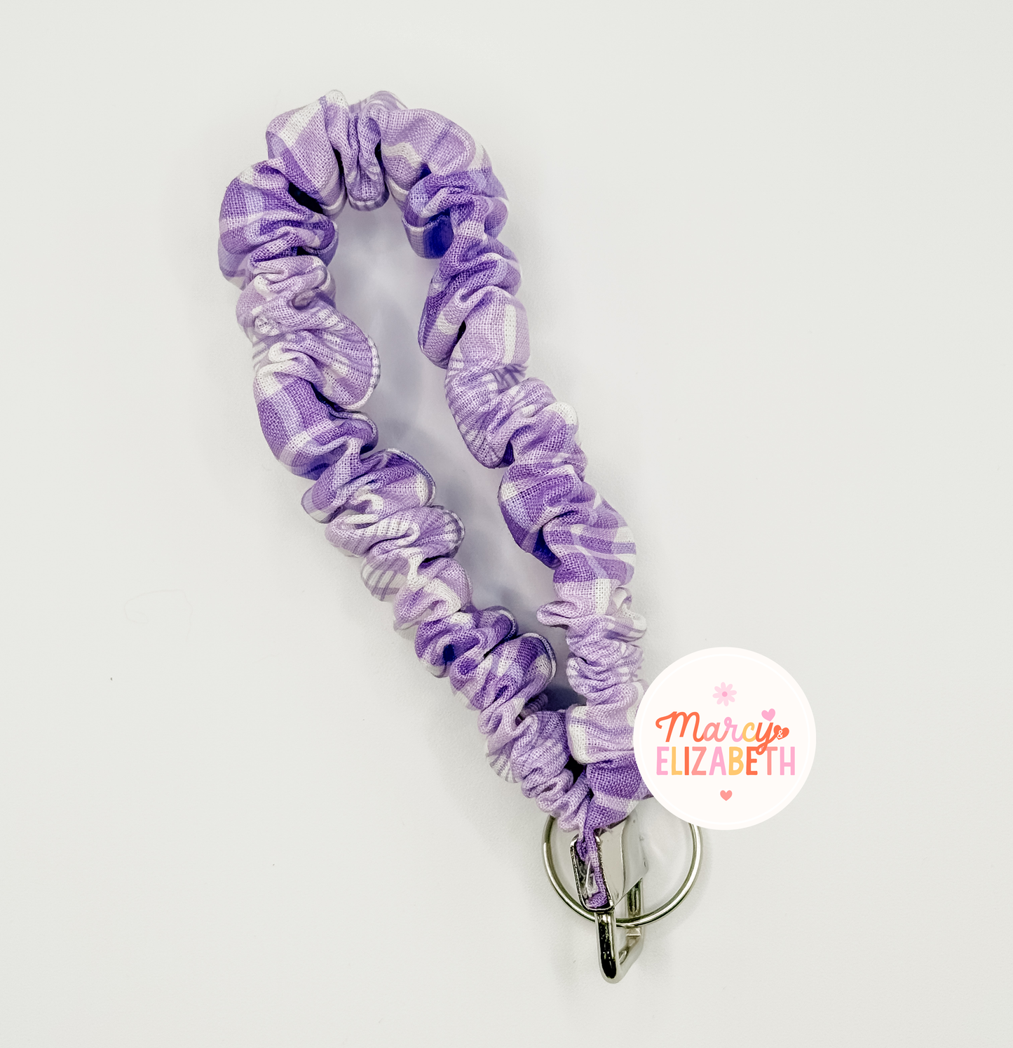 Purple Plaid Scrunchie Keychain