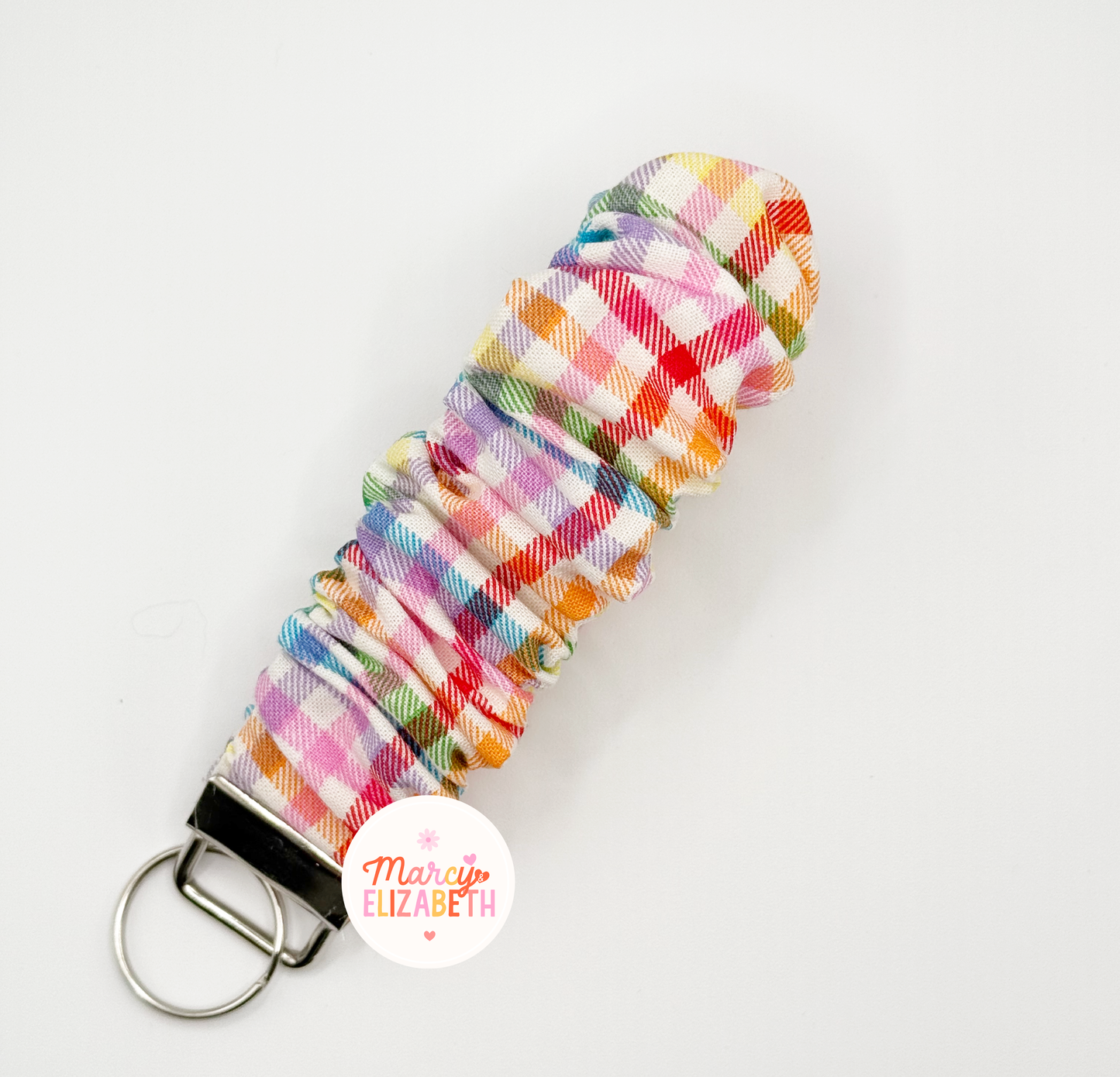 Plaid Rainbow Scrunchie Keychain