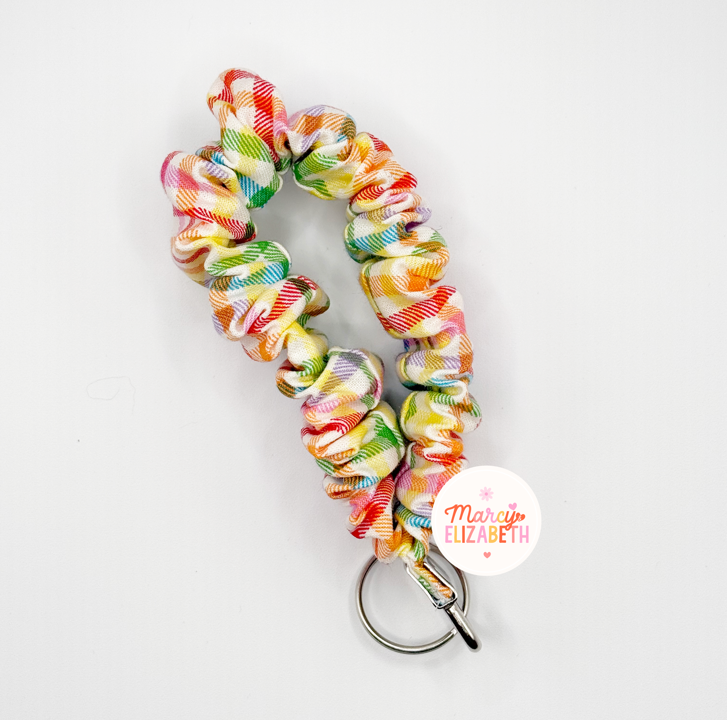Plaid Rainbow Scrunchie Keychain
