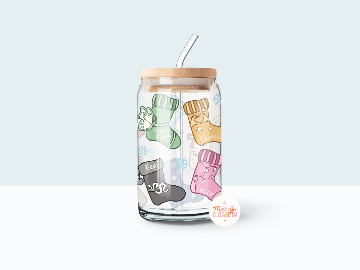 Era Christmas Stockings 16oz Glass Tumbler