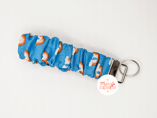 Blue Rainbows Scrunchie Keychain