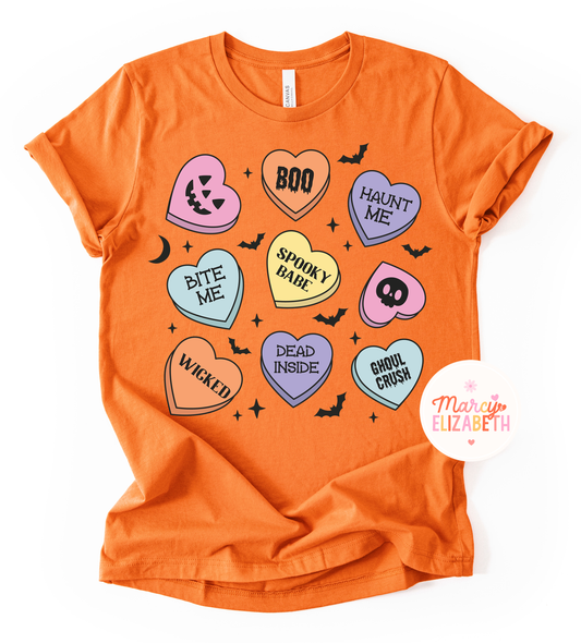 Spooky Conversation Hearts Adult Shirt