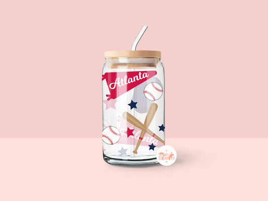 Atlanta Baseball 16oz Glass Tumbler