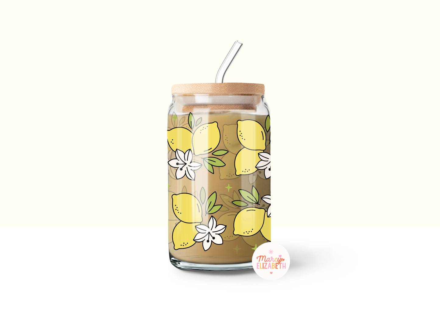 Summer Lemons 16oz Glass Tumbler