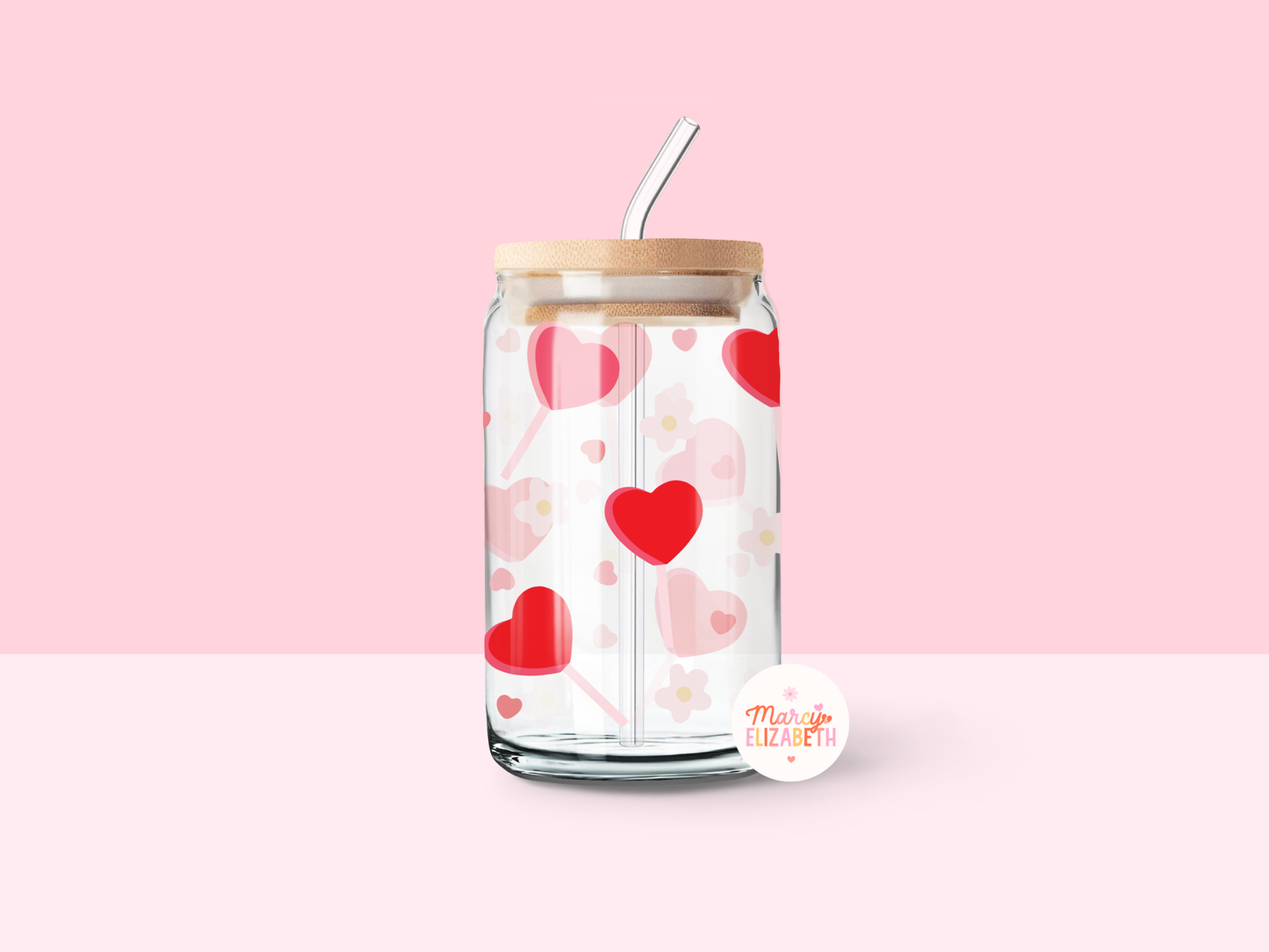 Lollipop Hearts 16oz Glass Tumbler