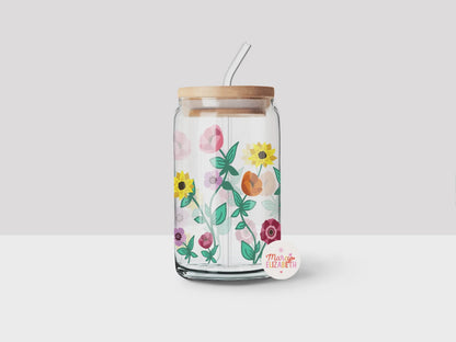 TS Piano Florals 16oz Glass Tumbler