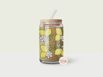 Summer Lemons 16oz Glass Tumbler