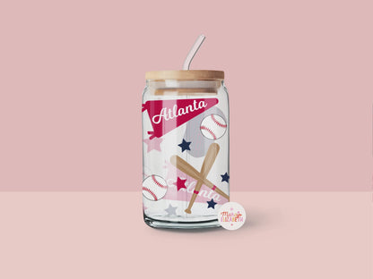 Atlanta Baseball 16oz Glass Tumbler