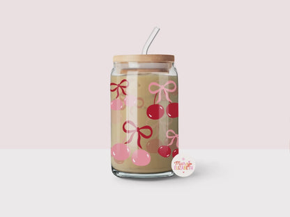 Cherries + Bows 16oz Glass Tumbler