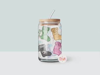 Era Christmas Stockings 16oz Glass Tumbler